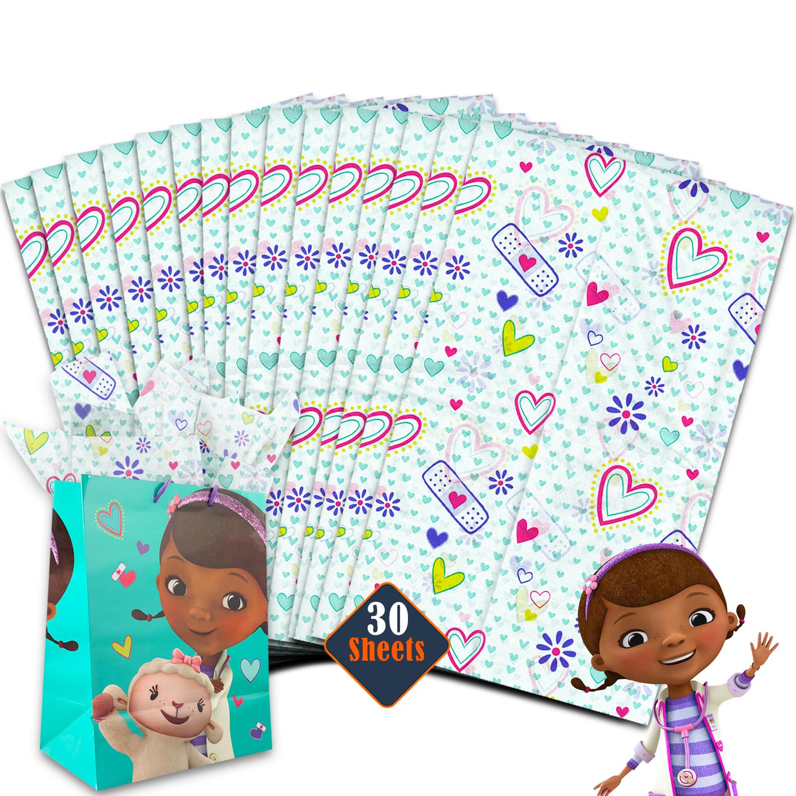 Doc McStuffins Tissue Paper Party Supplies Set ~ 6 Pack Bundle of Tissue Paper | Doc McStuffins Party Favors