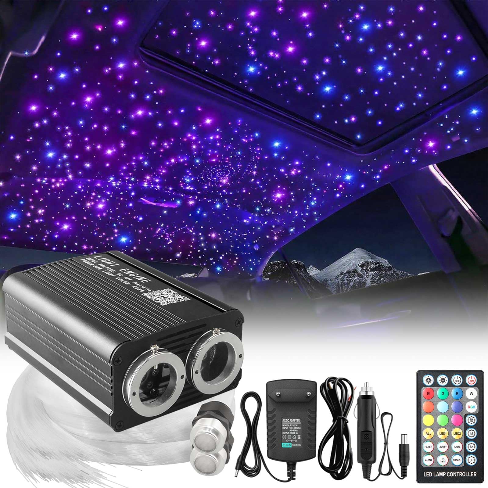 VASTFIRE Auto Starry Sky Fiber Optic Light, Meteor Twinkle 2 in 1 Motor