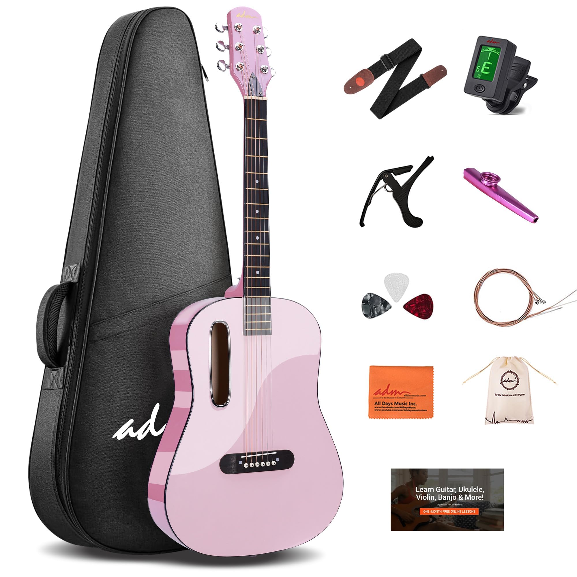Amazon | ADM アコースティックギターキット 初心者 大人用 - 38インチ