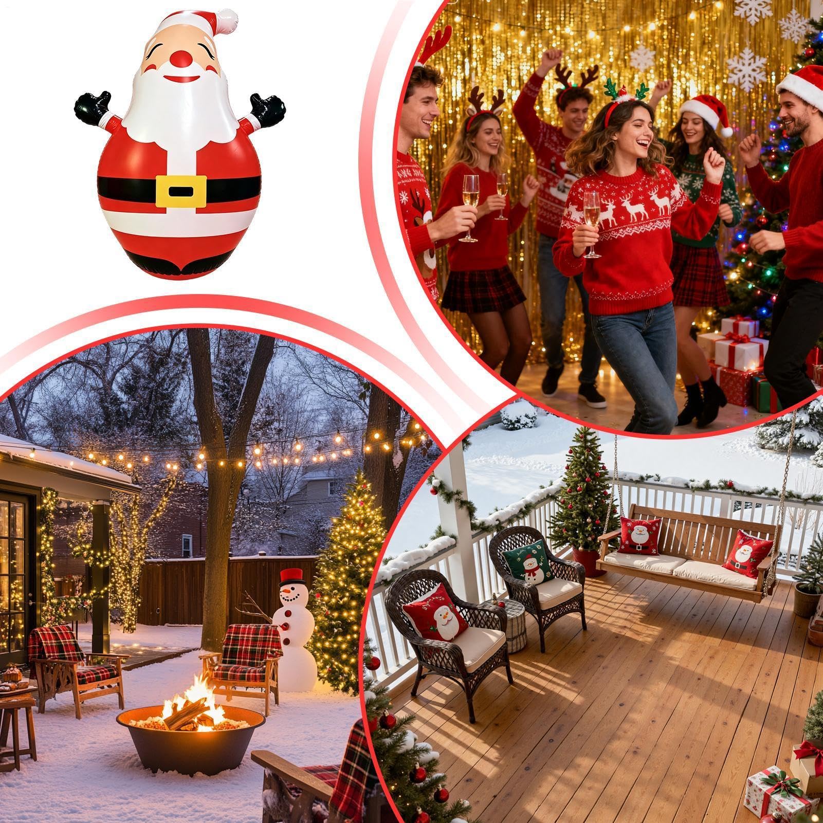 Decoraciones Navideñas Hinchables Para Jardín Figura Con Luz LED Adorable | Papá Noel Hinchable Para Escaparate, Puerta, Espacios Exteriores, , Patio, Jardín, Césped, Suelo Y P