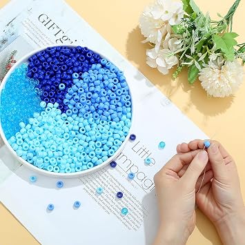 ZHIYUXI 1000PCS Blue Pony Beads Bulk for Bracelets Making 6x9mm 5style Blue Pony Kandi Bead for Crafts Making Hair Beads for Braids