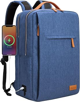Hp hope Laptop Backpack for Women Travel, Durable Backpacks Carry On, with USB Charging Port, Fits 15.6 Inch Laptop, Waterproof, Resistant Luggage Business Weekender Bag, Blue