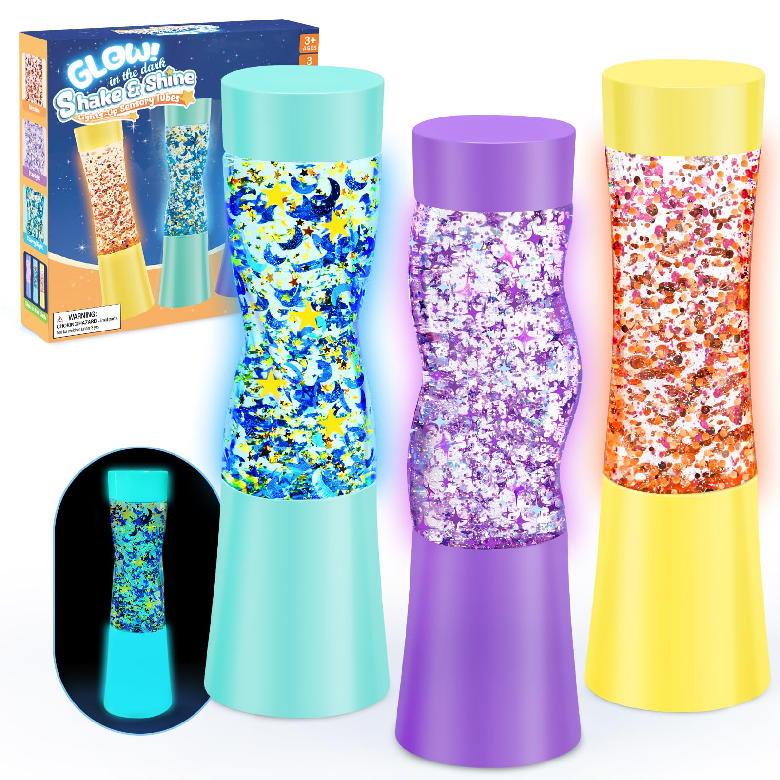 NYOBABE Sensory Toys for Autism,Light-Up Sensory Tubes,Glow in the Dark Sensory Lights Fidget Toys for Stress & Anxiety Relief,Autism Sensory Equipment Special Needs Developmental Toys for Kids&Adults