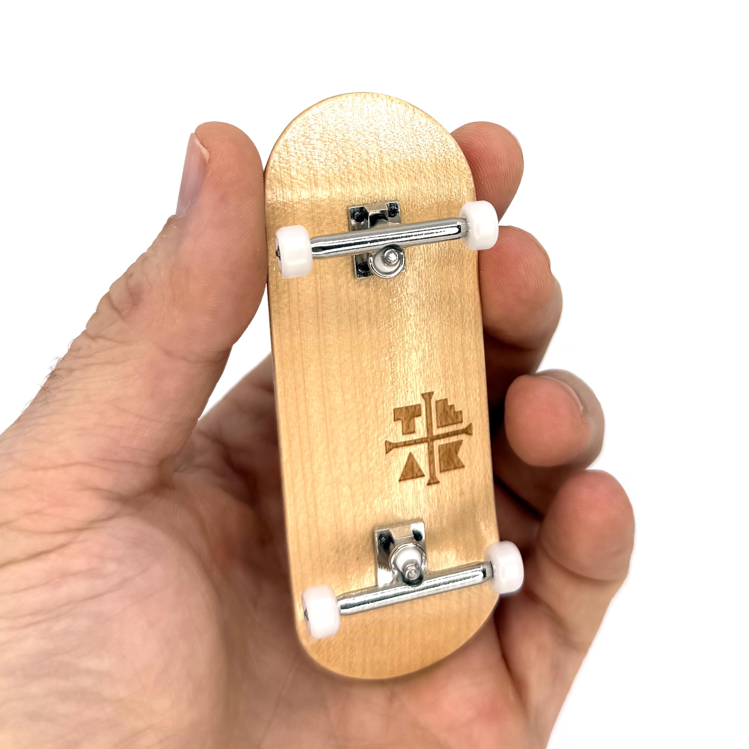 Teak Tuning 34mm Pro Fingerboard Complete - Fully Assembled with Pro Level Components - Pro Shaped Wooden Deck (34x97mm), UltraSpin Bearing Wheels, Prodigy Gen2 Trucks - Silver Heels
