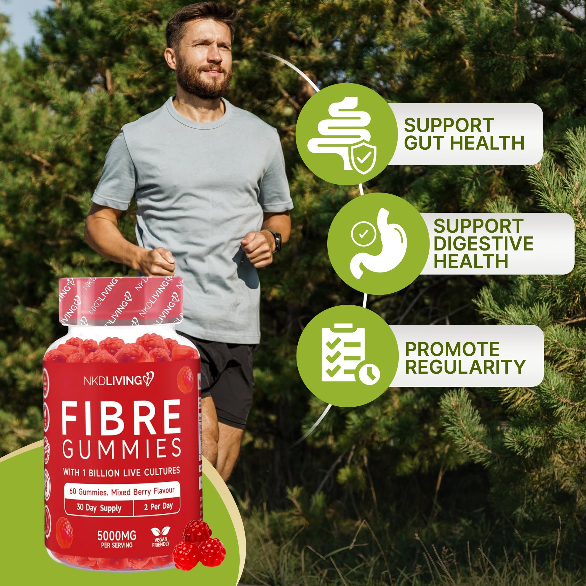 Fibre Gummies – 4g High Fibre Supplements | Gut Health & Digestion System Support | Vegan, Gluten - View #10