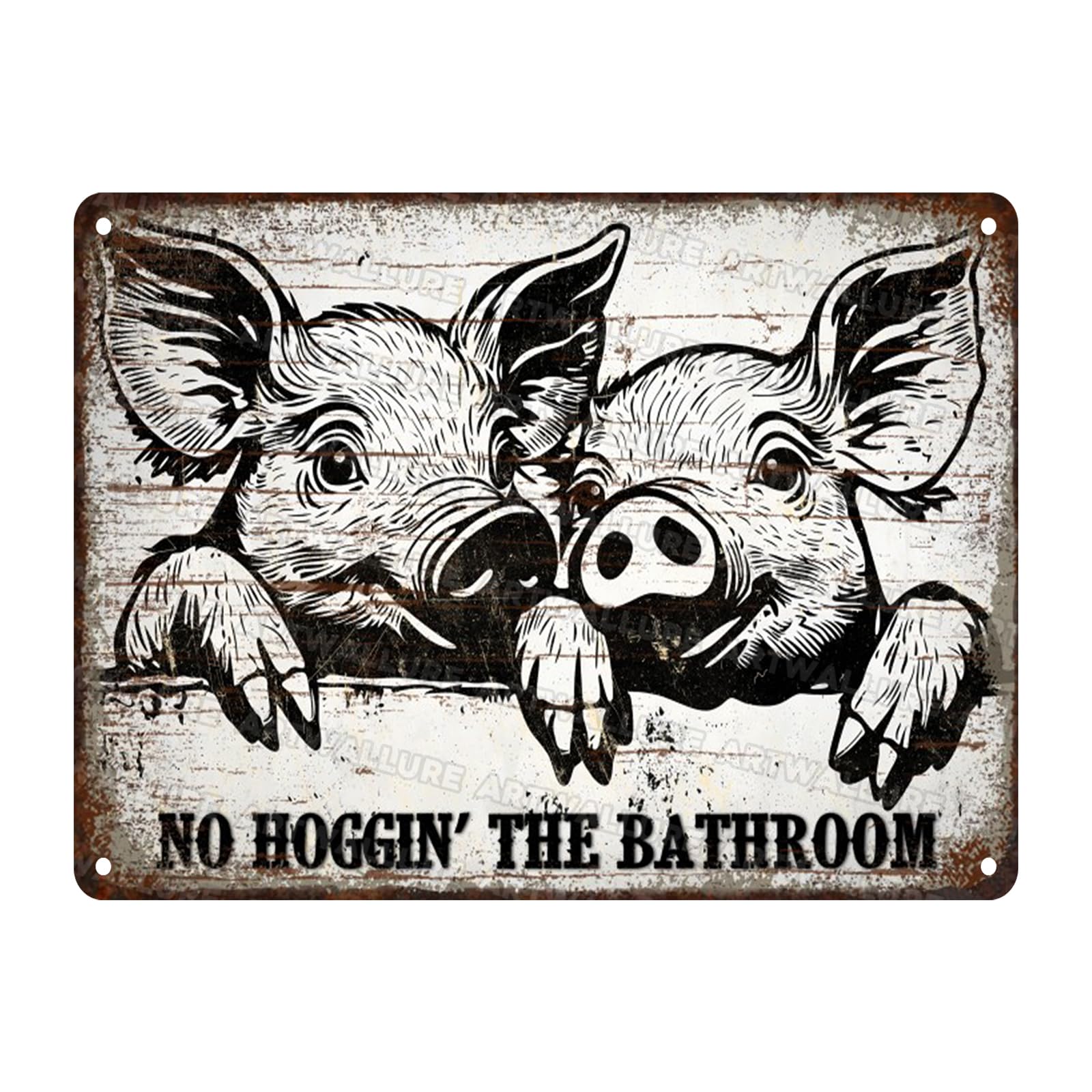 Funny Pig Vintage Sign No Hoggin The Bathroom Metal Tin Sign Wall Decor Bathroom Sign for Toilet Restroom Washroom 12x16inch