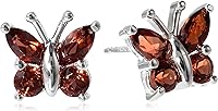 Vista 1 de Tienda Collection Genuine or Created Gemstone Butterfly Stud Earrings in Sterling Silver