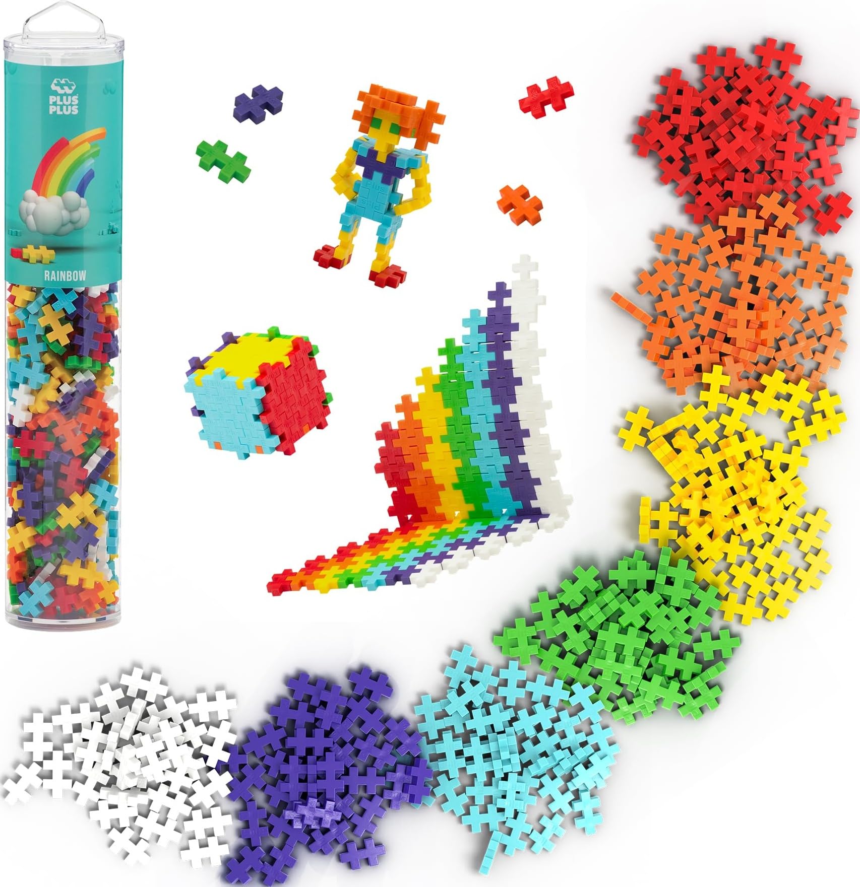 Amazon.com: PLUS PLUS 240 Piece Rainbow Mix - Mini Waffle Blocks