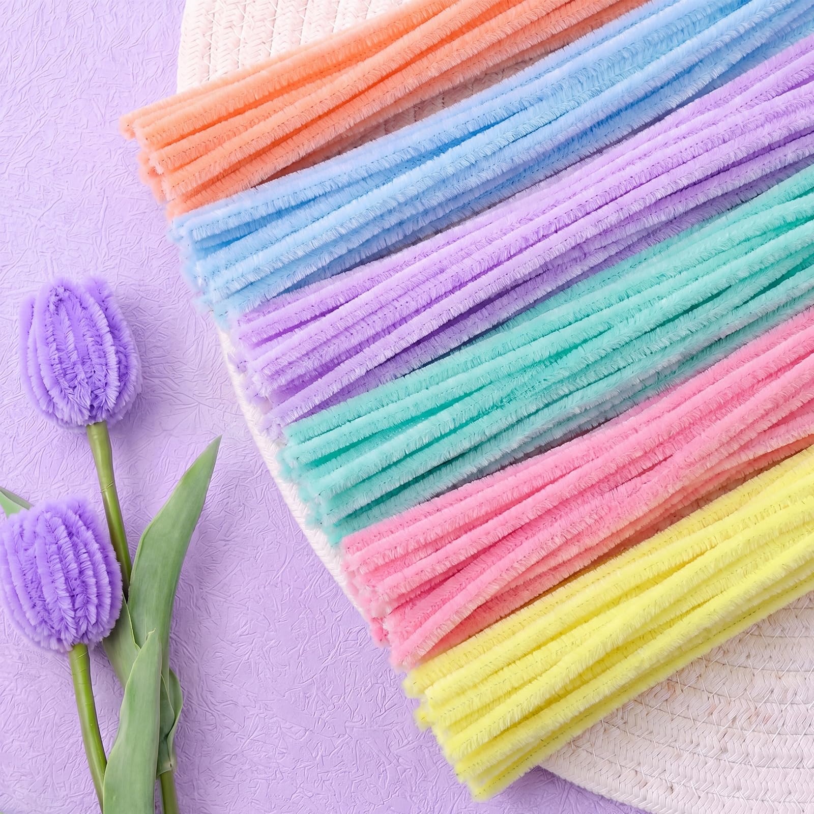 Peryiter 500pcs Pipe Cleaner Craft Pack, Macaron, 12 Inch