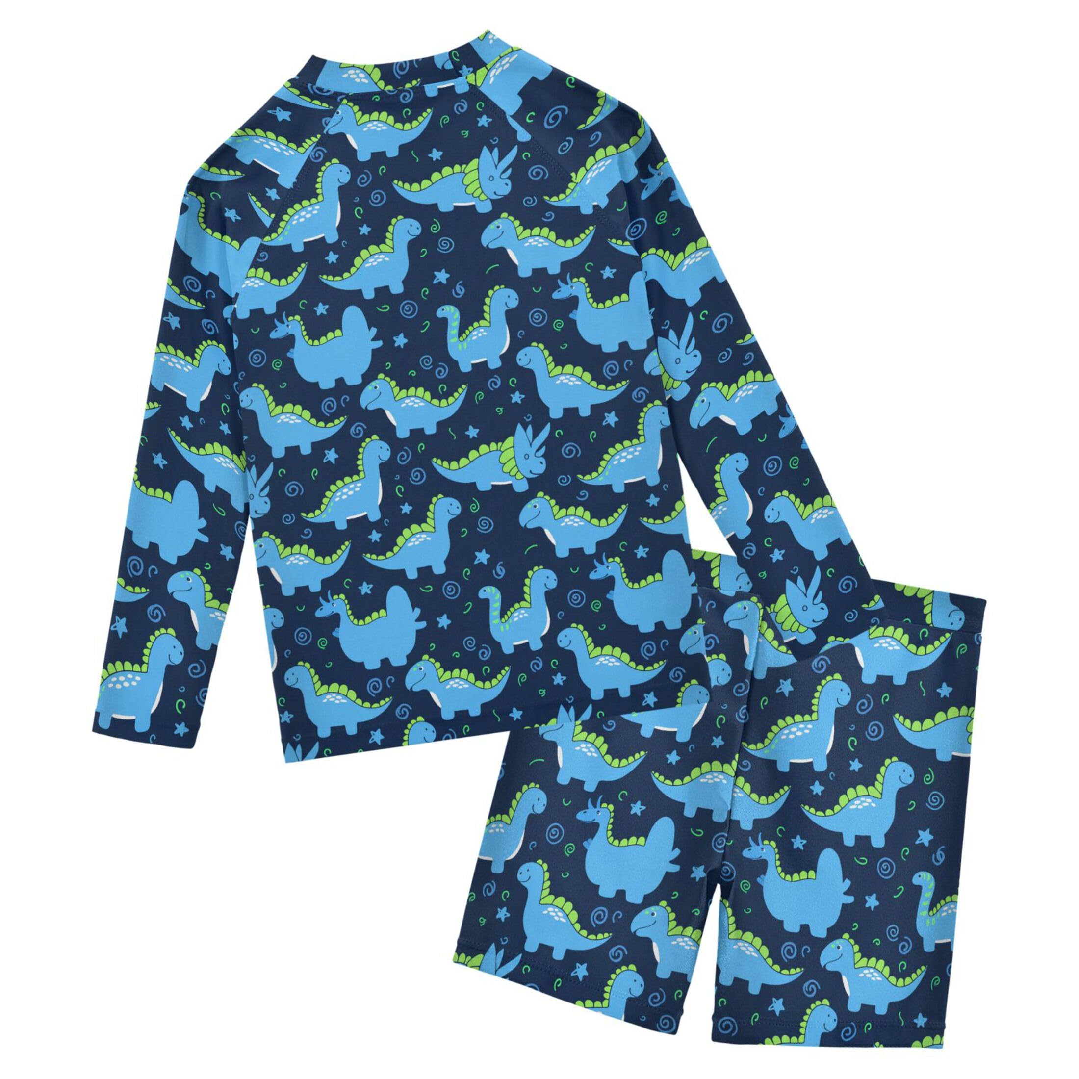 Cute Dinosaur Baby Boys' Toddler Long Sleeved Rashguard Swim Bathing Suit Set B0404089