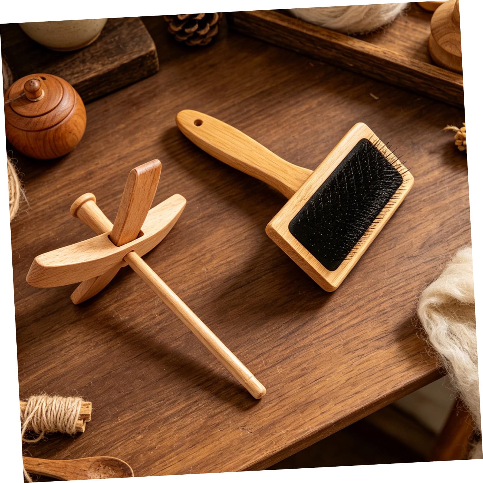 Healvian Set di Strumenti per Filatura a Mano in Legno 1 Pezzo