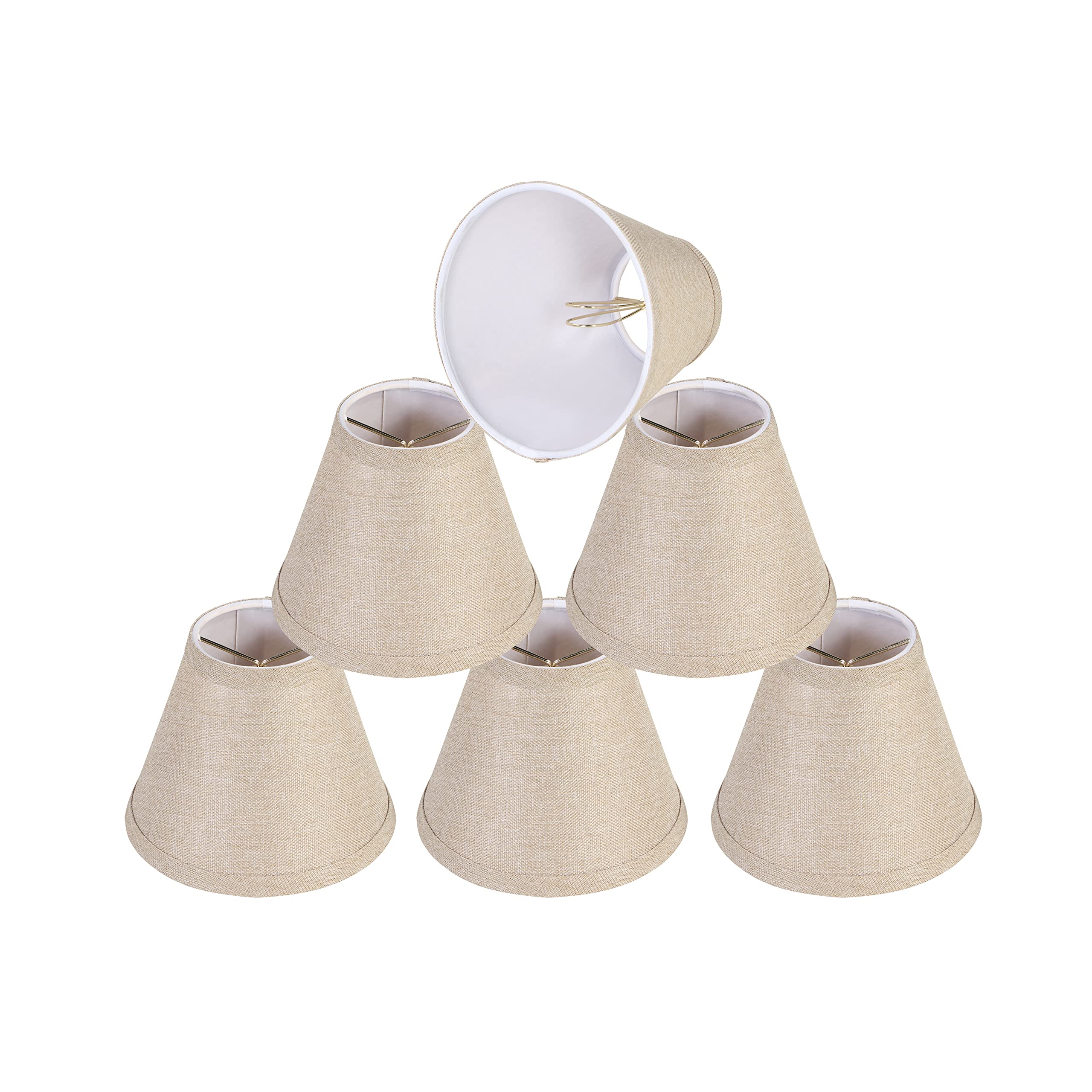 Aspen Creative 51010-6, Empire Clip-On Chandelier Lamp Shade, Medium Brown, 3" Top X 6" Bottom X 5" Slant Height, Set of 6