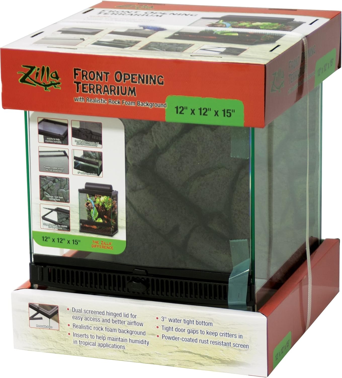 Zilla Front Opening Terrarium - 12" x 12" x 15"