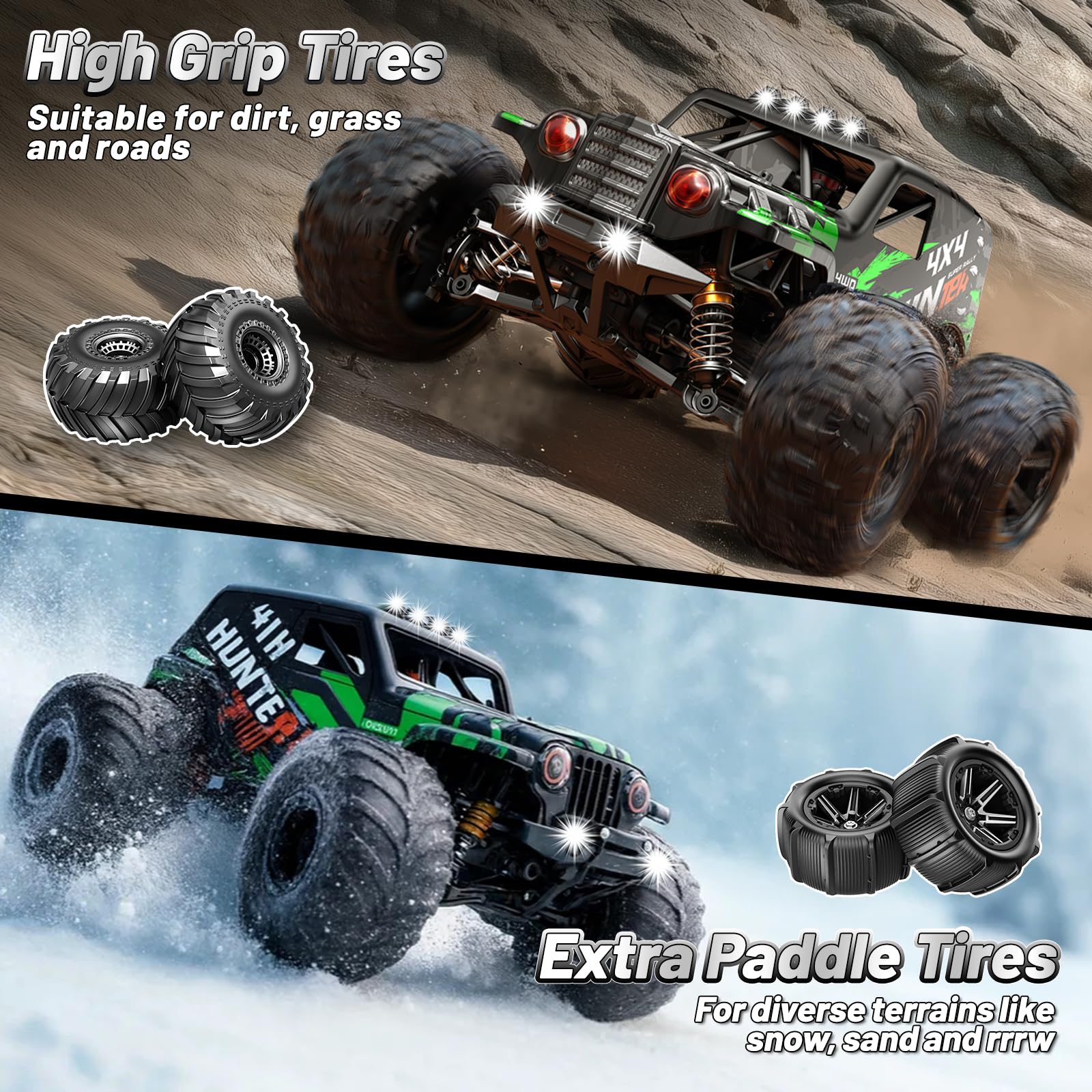 Womaqu Macchina Telecomandata Professionale 1:14 per Adulti e Ragazzo 1:14 4WD RC Auto Fuoristrada ad Alta Velocità 40+ KM/H, con 2 Batterie Ricaricabili 7.4V 1300mAh, 2 set di pneumatici