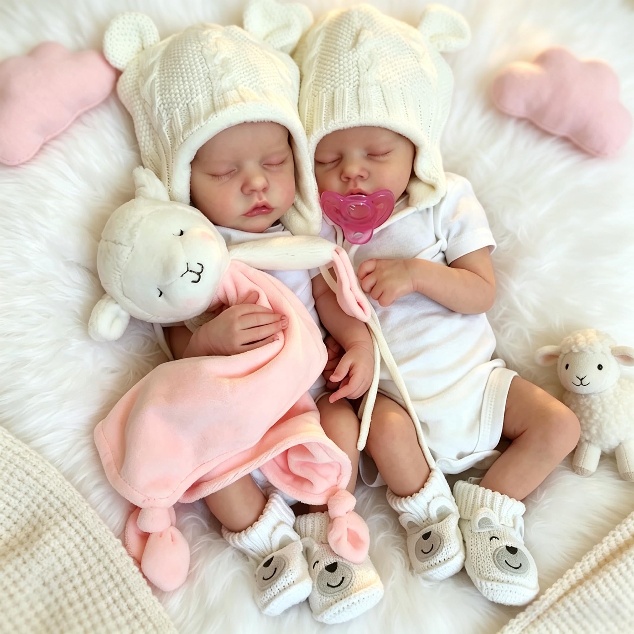 Zero pam Reborn Baby Dolls Twins Soft Vinyl Full Body 18 In Realistic Baby Doll Twins Girls, Full Vinyl Newborn Babys Dolls Washable, Lifelike Reborn Babies With Eyes Closed For Girls