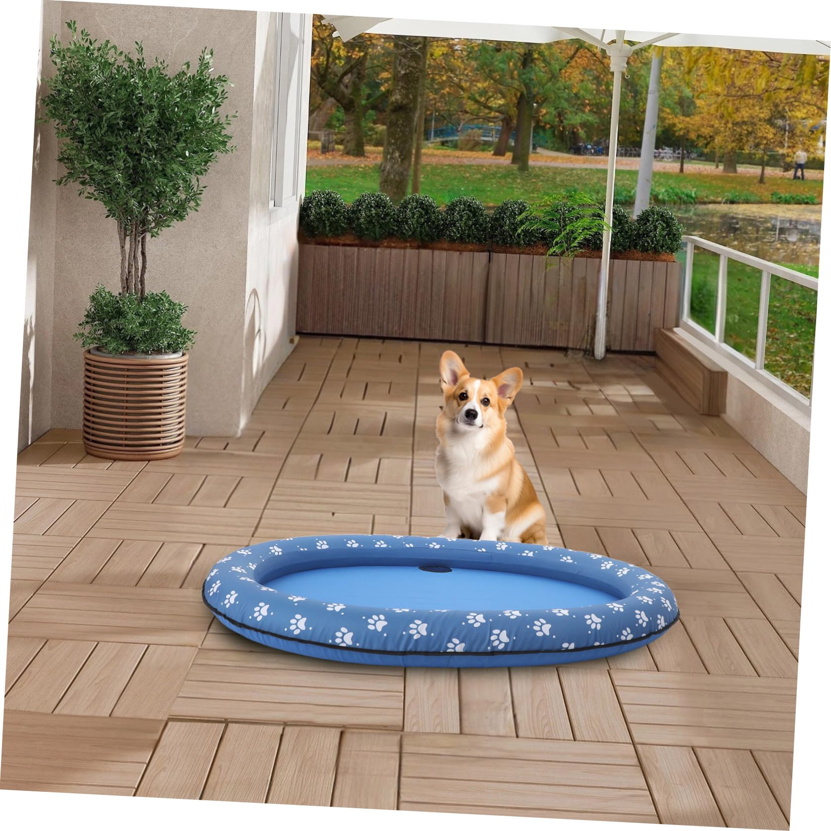 FRCOLOR Piscina Gonfiabile Piscina per Nuoto Pieghevole e Portatile Oxford e Pvc per Animali Domestici per Cani e Esterno