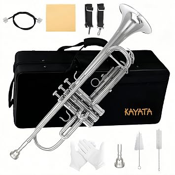 Gold Copper Trumpet with Phosphor Copper Leadpipe.Student/School Bb Trumpet .7C Mouthpiece,Cloth,Gloves,ABS Hard Shell BbTrumpet Case. Nickel