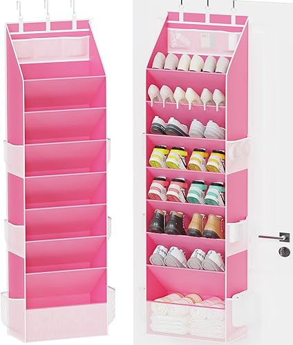 Miniatura 11 de Organizador de zapatos Criusia, organizador de zapatos sobre la puerta, almacenamiento de zapatos colgante en el armario con bolsillos grandes y