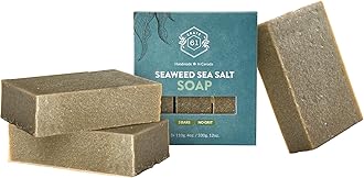 Crate 61 Organics, Handmade in Canada, Plant Based Cold Process Natural Bar Soap For Face & Body, With Premium Essential Oils, For Men And Women 3 Pack (Seaweed and Sea Salt)
