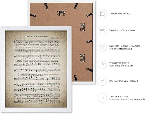 Miniatura 84 de Poster Master Póster vintage con texto en inglés «How Great Thou Art», impresión de partituras de música retro, arte de pared de himnario, regalo