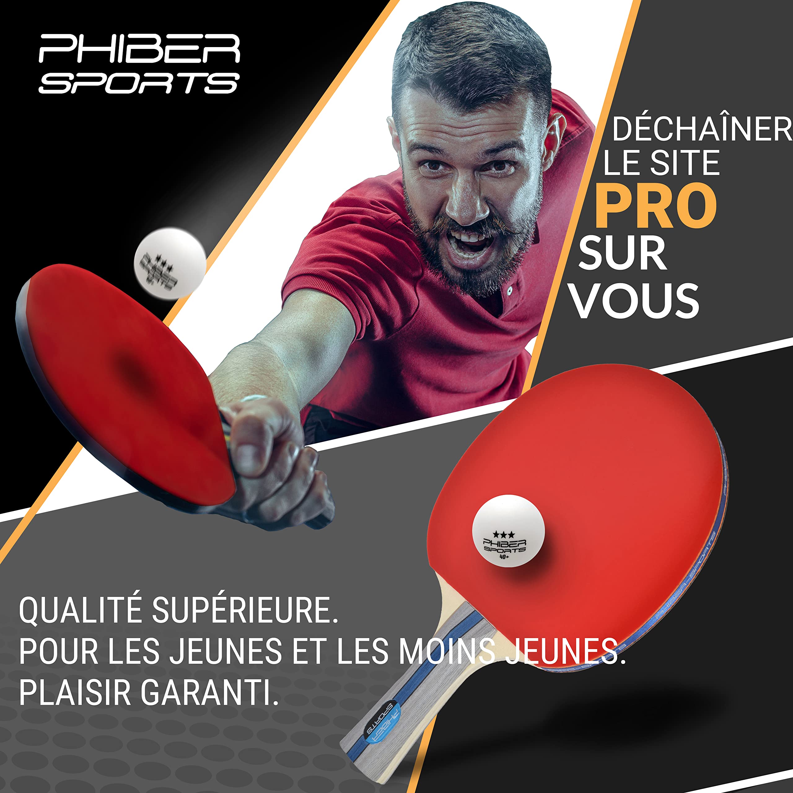 PHIBER-SPORTS Balles de Tennis de Table 3 étoiles [24 pièces] - Caractéristiques de Jeu parfaites - Idéal pour Les débutants, Les familles et Les Professionnels