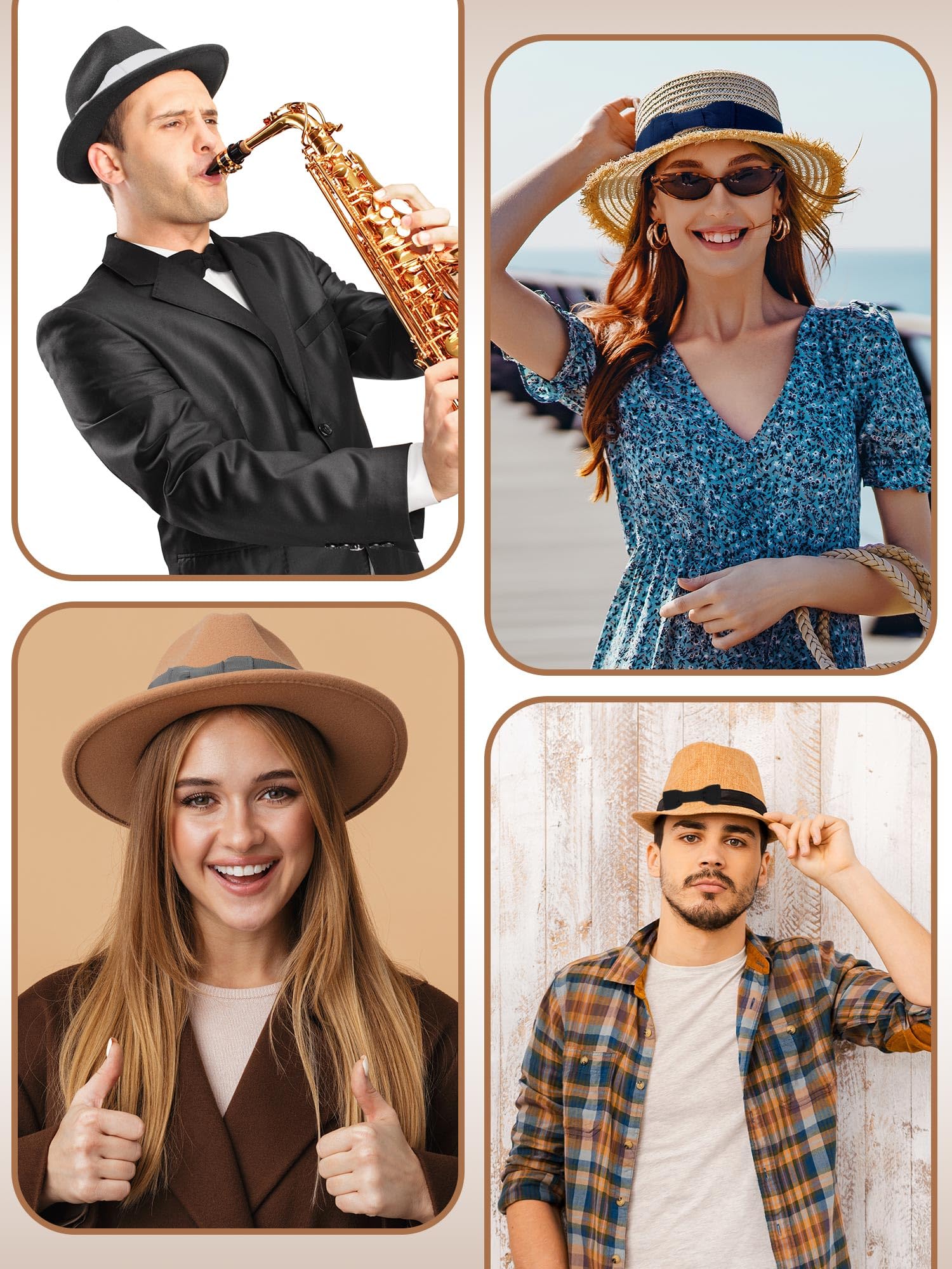 Tigeen 6 bandas elásticas con lazo para sombrero de vaquero para mujer, bandas para sombrero de fedora para sombrero, cinta de sombrero de paja Panamá, accesorios para sombreros