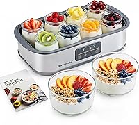 Elite Gourmet ProBioticPRO Digital Yogurt Maker: Programmable 68-127°F, 8 Glass Jars + 2 Qt Bowls, Stainless Steel Auto Shut-Off