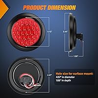 Vista 2 de Nilight Juego de 4 luces traseras redondas de 10 centímetros para remolque, luz de freno, señal de giro, luz de marcha atrás, rojas y blancas