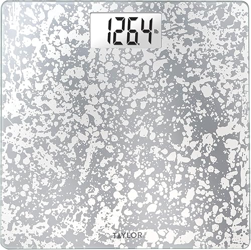 Taylor Báscula digital de baño con diseño de vidrio agrietado, blanco, 5273273