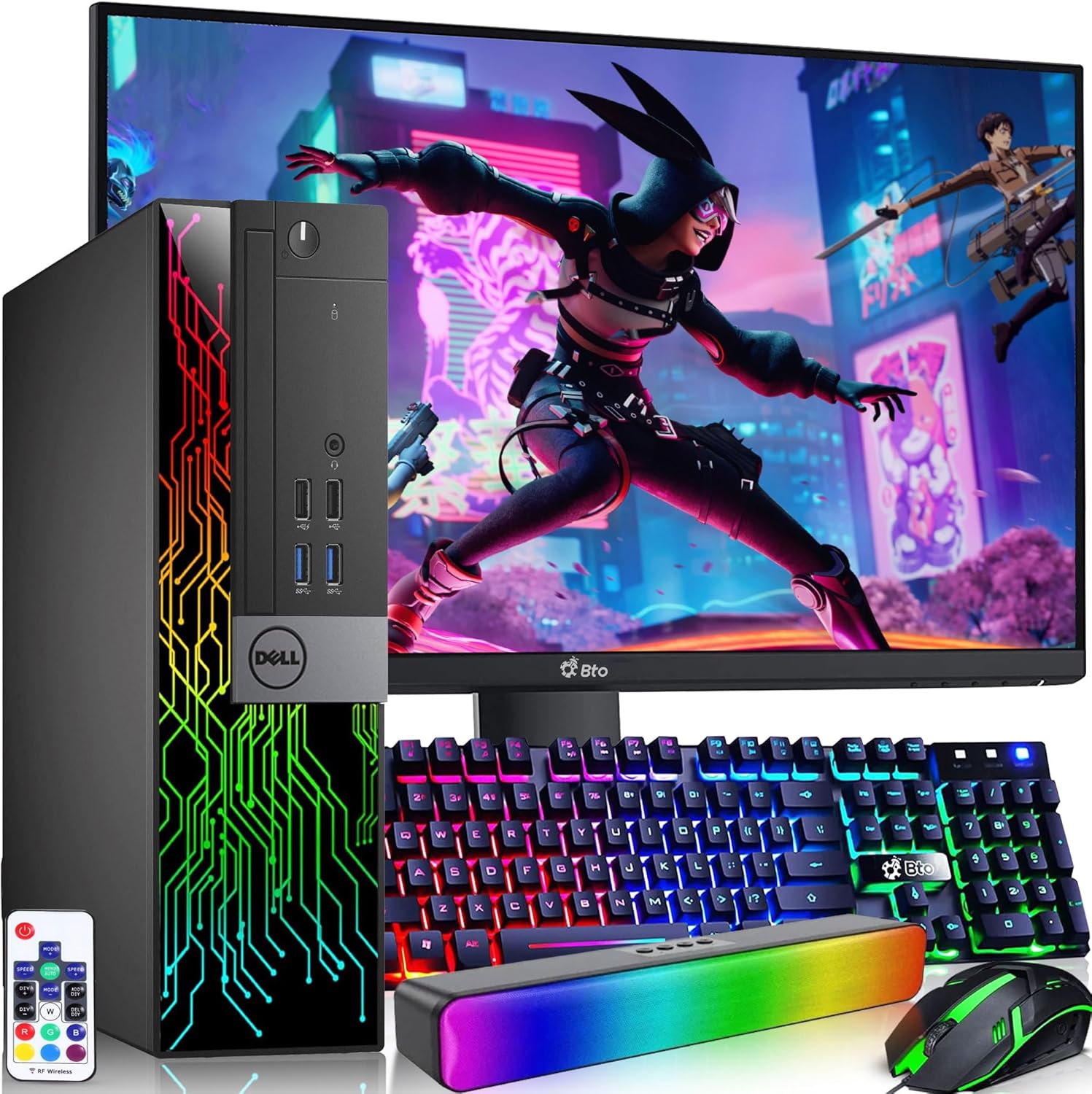 Dell RGB Gaming Desktop Computer PC – Intel Core i7-6th Gen – 16GB DDR4 RAM – 512GB SSD – New 24″ Monitor – GeForce GTX 1050 Ti – RGB Keyboard & Mouse – RGB Sound Bar – WiFi – Windows 11 Pro (Renewed)
