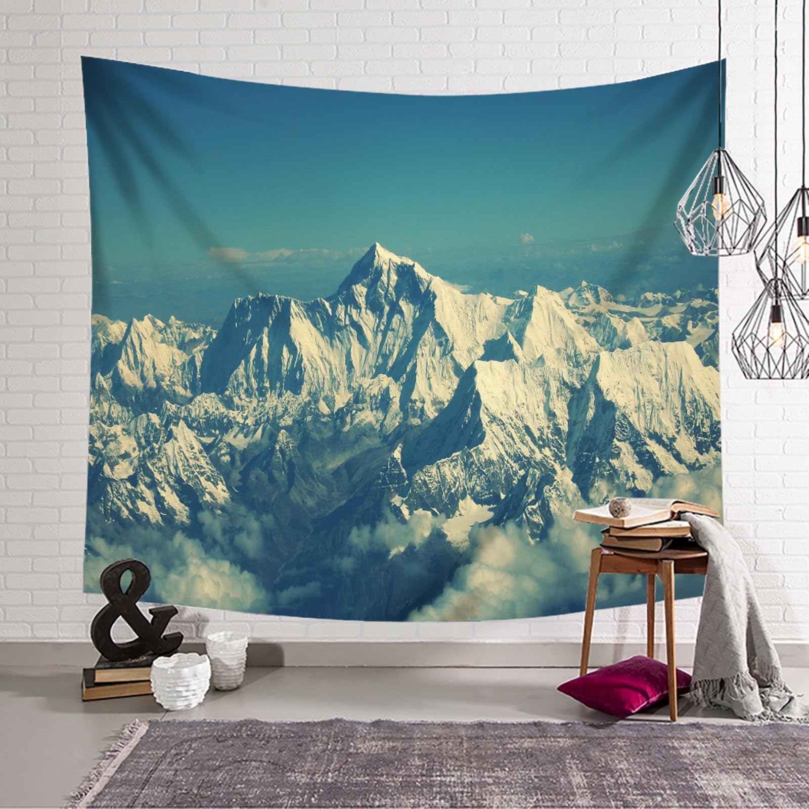 RDSGYZ Dywan ścienny duży 350 x 256 cm, makata na ścianę, krajobraz, góry śnieżne, zasłona ścienna, dekoracja ścienna do pokoju dziecięcego, sypialni, salonu