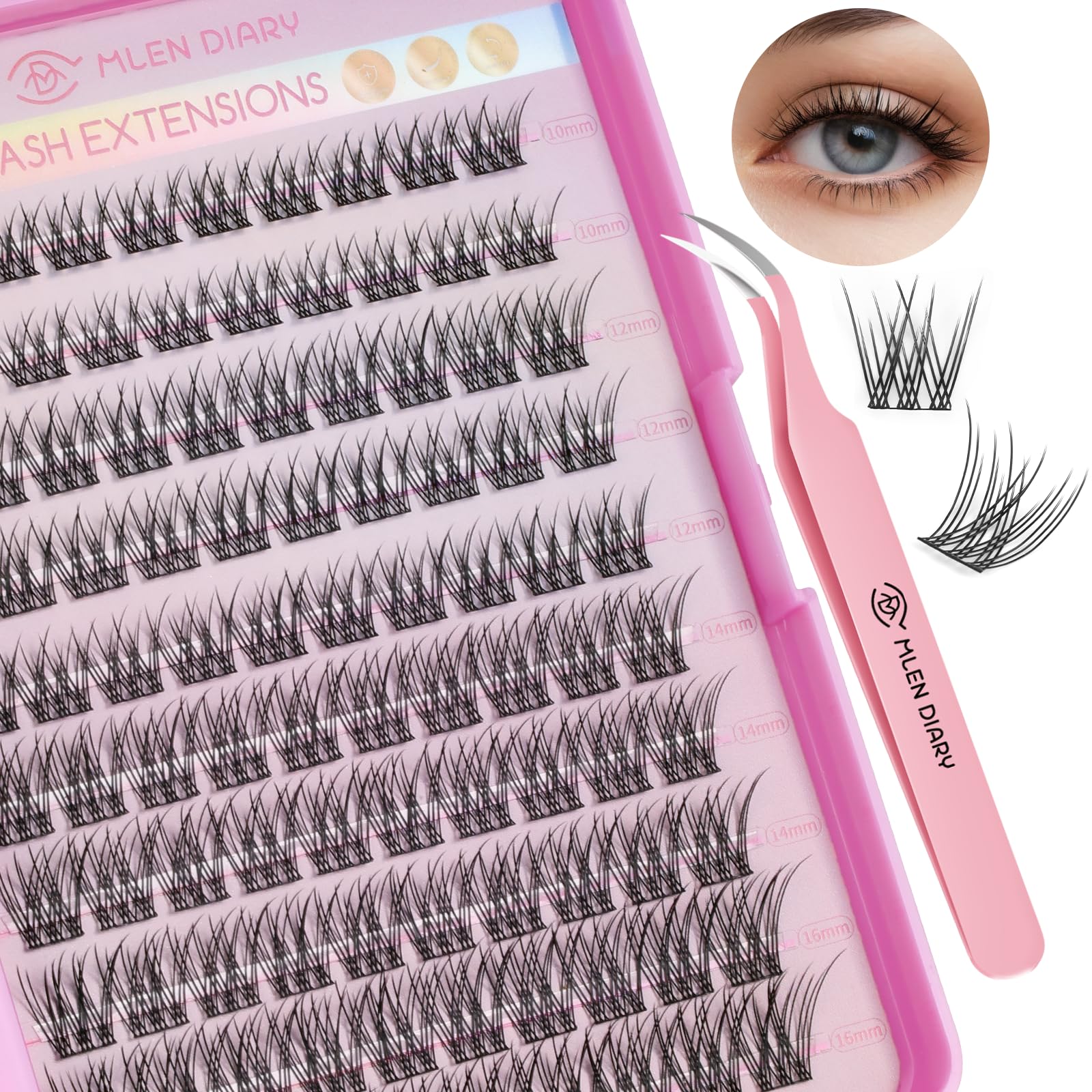 Lash Cluster 100 Pcs Cluster Lashes 10-16mm D Curl DIY Eyelash Extensions Wispy Eyelash Clusters Super Thin Band Manga Natural Look Eyelash Extension