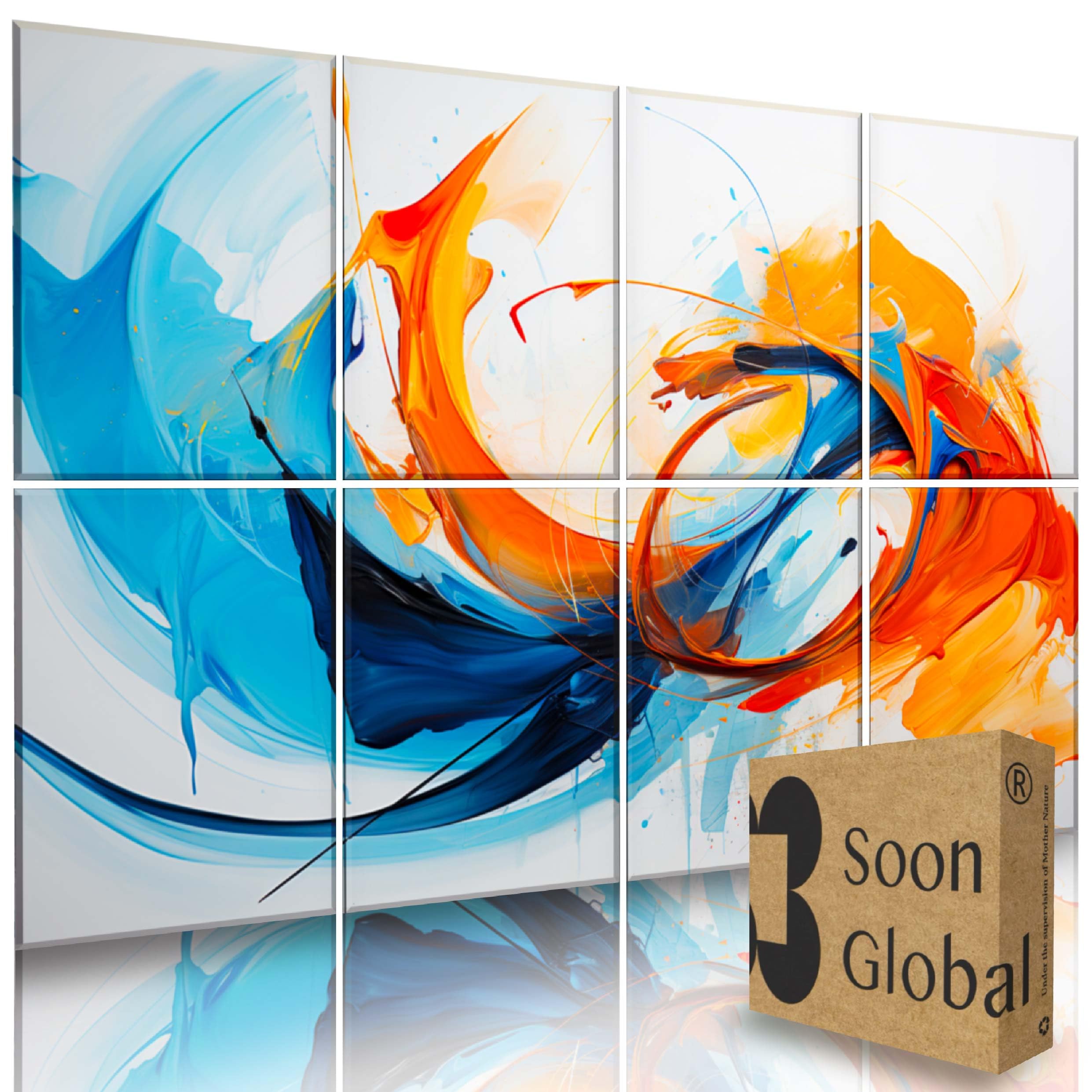 Soon Global 8-Pack Acoustic Panels, Soundproof Wall Panels, 48 X 32 Inches Sound Absorbing Panels, Decorative Acoustical Wall Panels, Acoustic Treatment for Recording Studio, Vibrant Fusion
