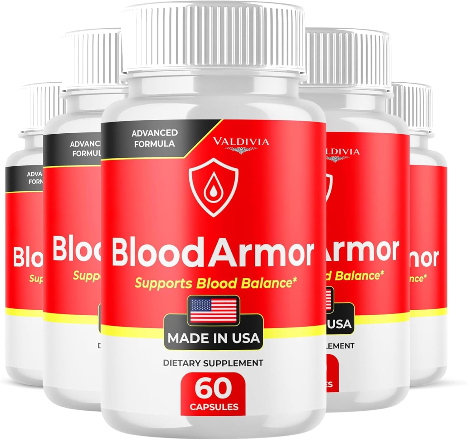 (5 Pack) BloodArmor Capsules, Official Blood Armor Advanced Formula Blood Support Supplement - Maximum Strength, All Natural Healthy Circulation & Stable Levels, BloodArmor Reviews (300 Capsules)