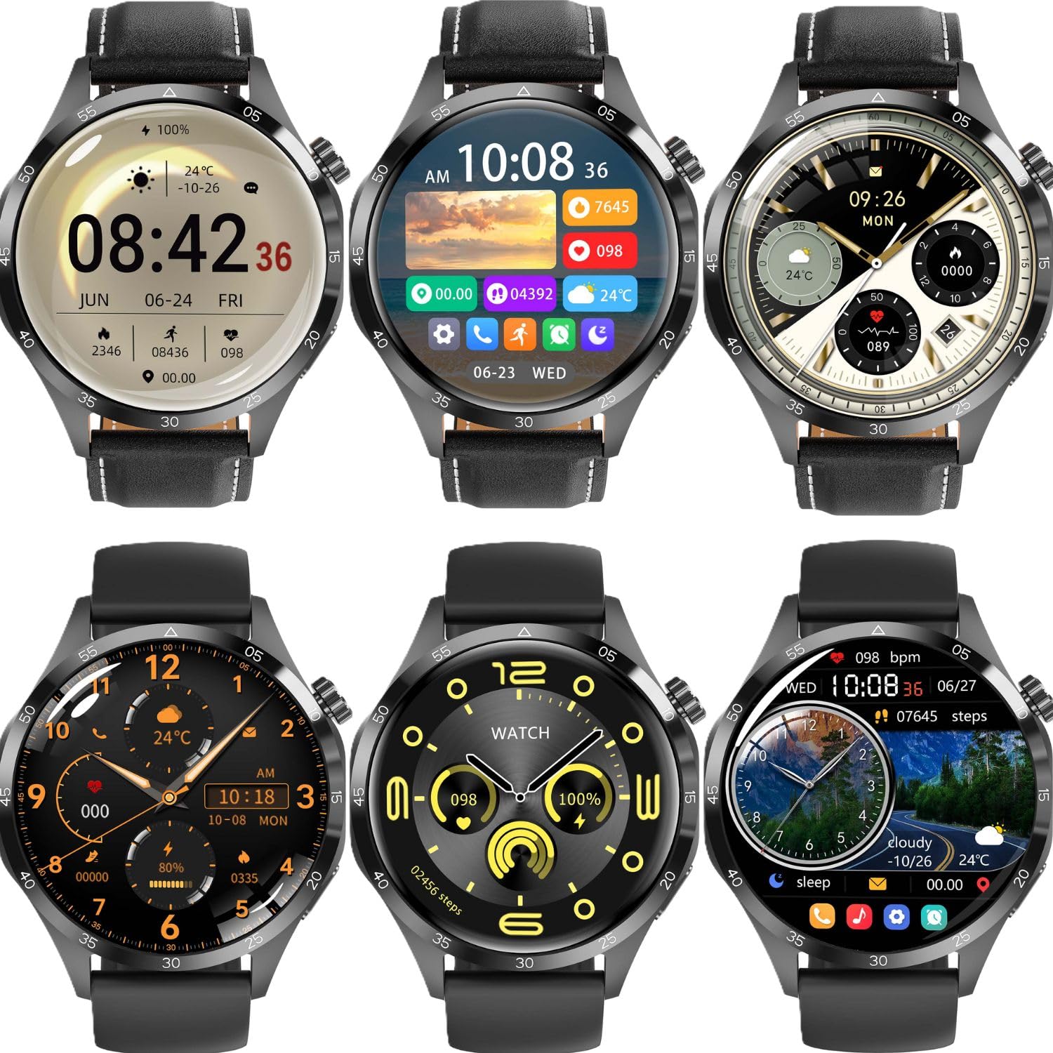 Smartwatch GT4 PRO + Słuchawki Bezprzewodowe Bluetooth | Pulsometr, Ciśnienie, SpO₂, Temperatura, Rozmowy, 11 Trybów Sportowych, IP68, 2 Paski, 580 Tarczy, RDFit, Ekran 1.53" (czarny)