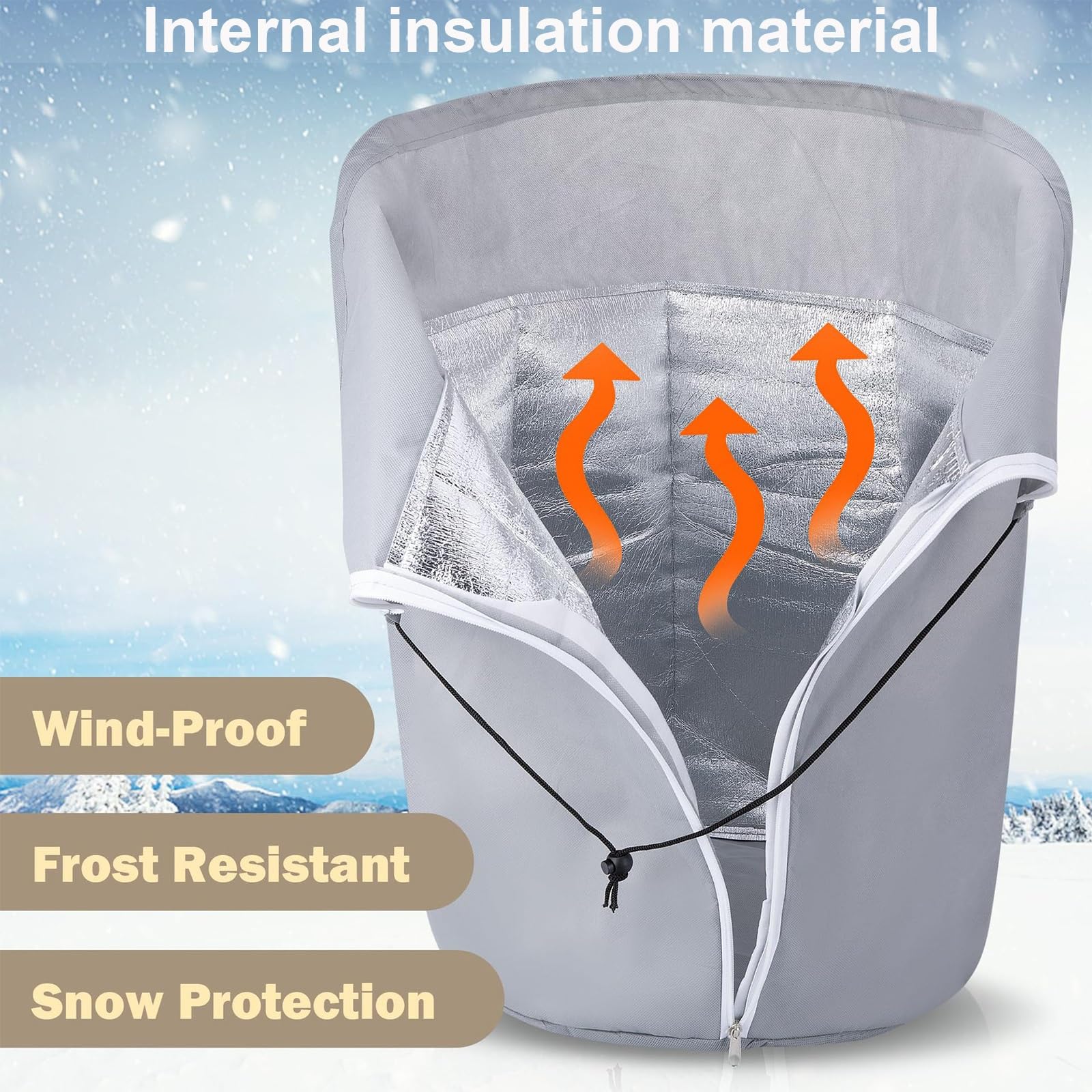 Cubiertas para plantas resistentes a las heladas para invierno, lámina de aluminio impermeable con cordón y cremallera, protección reutilizable para plantas al aire libre, paquete de 4 (45 x 70 cm)