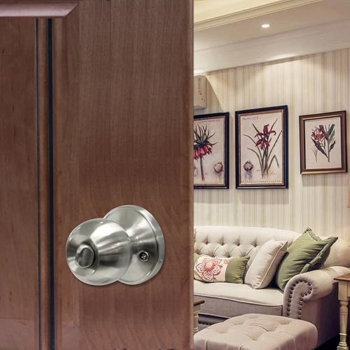 Miniatura 8 de Probrico Paquete de 6 pomos redondos para puerta de camabaño, función de privacidad para bañodormitorio, manija de cerradura de puerta interior con