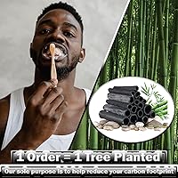 Vista 2 de Cepillos de dientes de carbón de bambú natural biodegradables y ecológicos 4 cerdas suaves + 4 cerdas medianas Ideal para hogares, hoteles