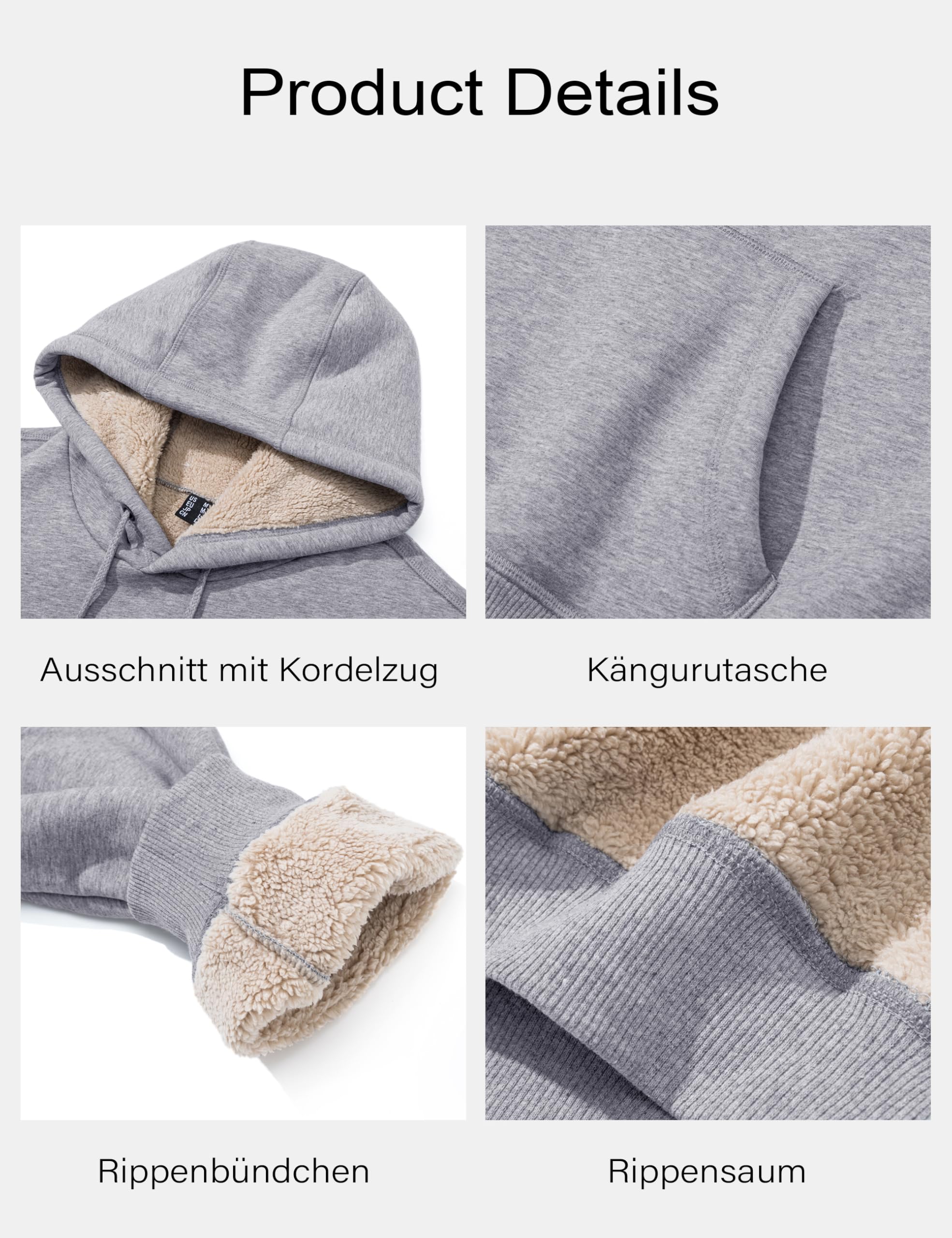 MAGCOMSEN Hoodie Herren Kapuzenpullover Gefütterte Sweatshirt Warme Winterpullover mit Kapuze