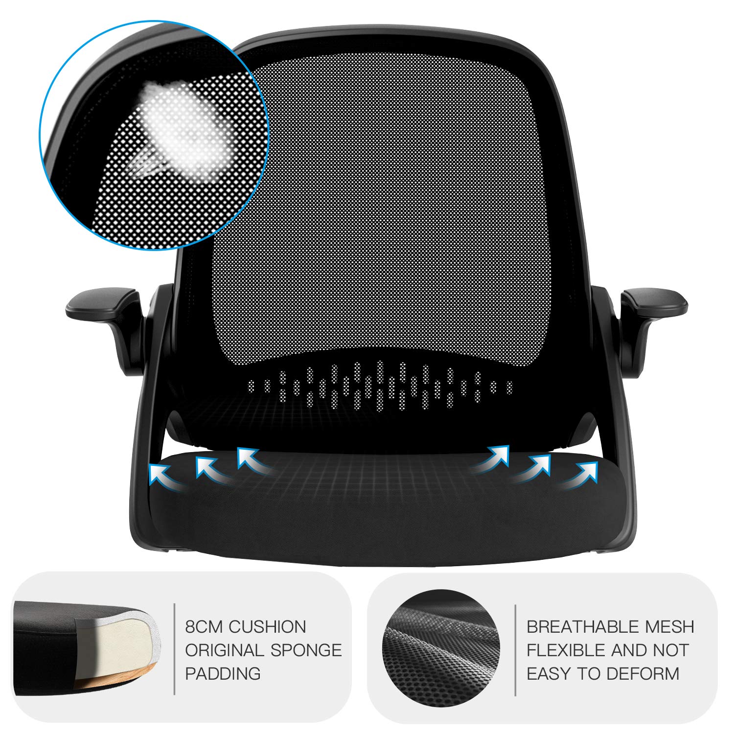 Hbada Office Chair Desk Chair Flipup Armrest Ergonomic Task Chair