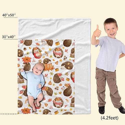 Miniatura 4 de MYSTCOVER Manta de erizos de otoño, 40 x 50 pulgadas, manta de franela acogedora suave y cálida para sofá, cama, sofá, silla, cuna, cochecito,