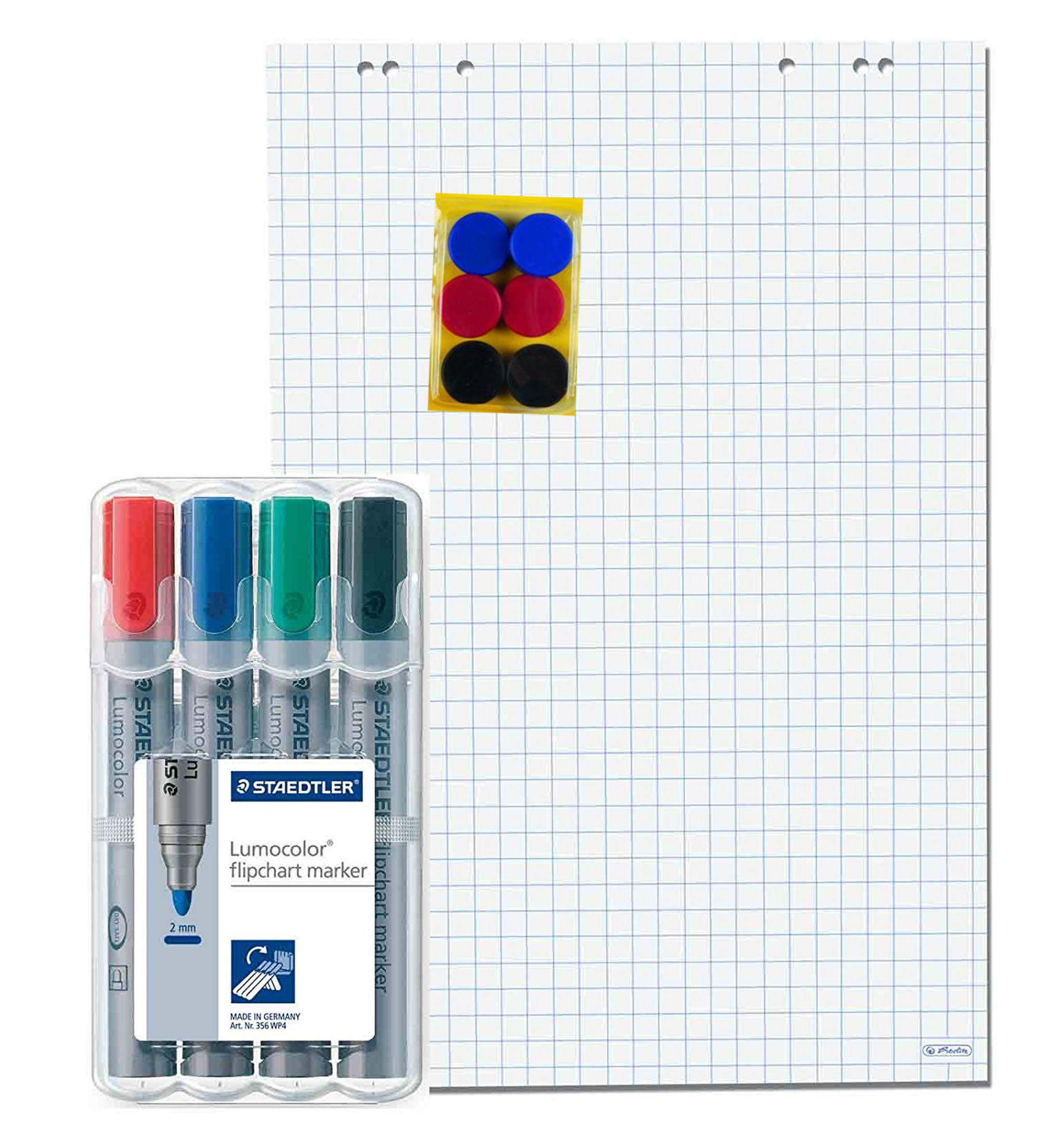 Herlitz Flipchartblock, 68x99cm (kariert/gelocht), 5 Blöcke (20 Blatt je Block) (Flipchart-Set)
