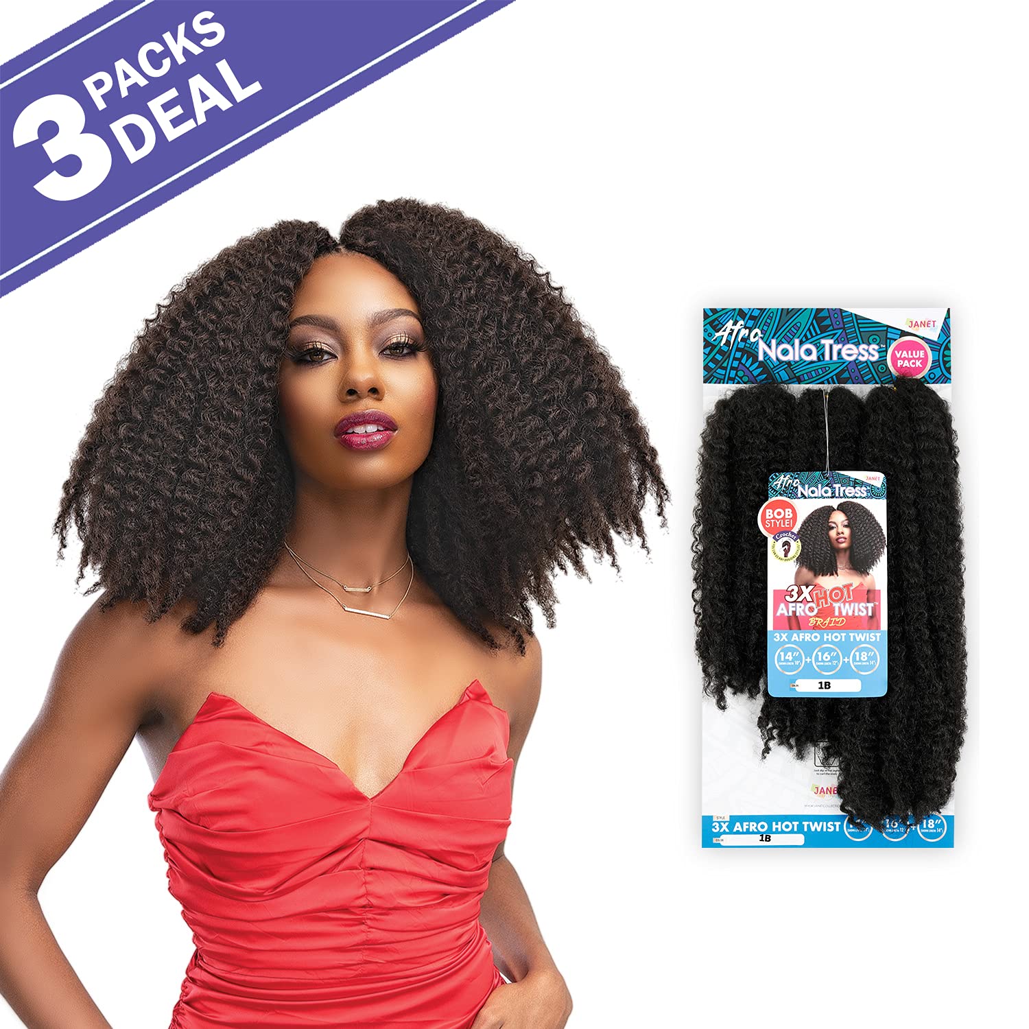 Amazon.com : Janet Collection Crochet Braids Nala Tress 3x Afro