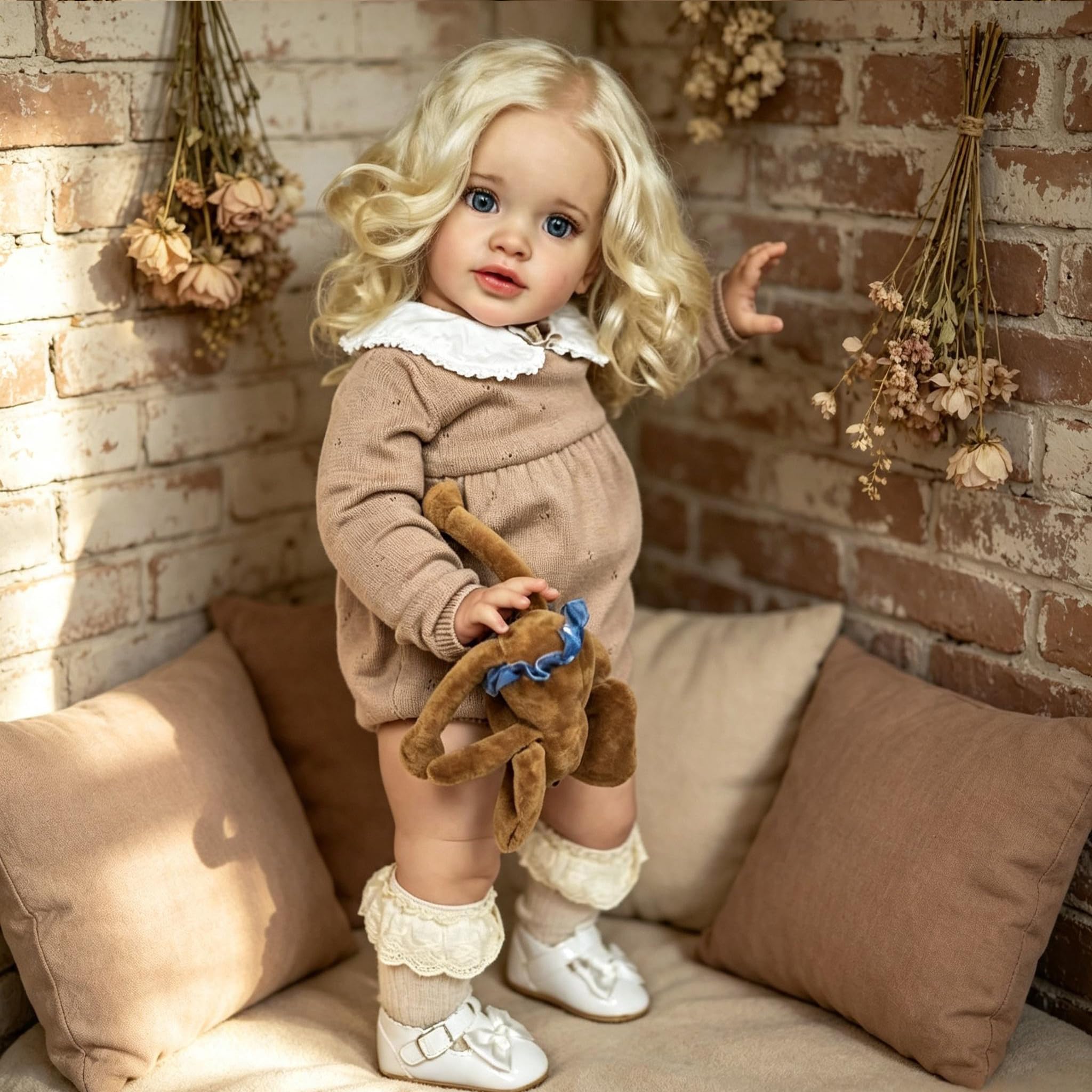 RXDOLL Realistyczne lalki Reborn dla małych dzieci, realistyczne, miękkie winylowe tkaniny, ciało prawdziwie wyglądające noworodki z blond włosami, ręcznie robione prezenty urodzinowe dla dzieci w