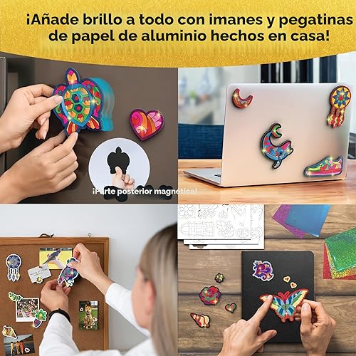 Miniatura 2 de Skillmatics Foil Fun - Bonitos patrones, 18 imanes de bricolaje sin desorden, actividad creativa colorida de fiesta, kits de manualidades, más de 60