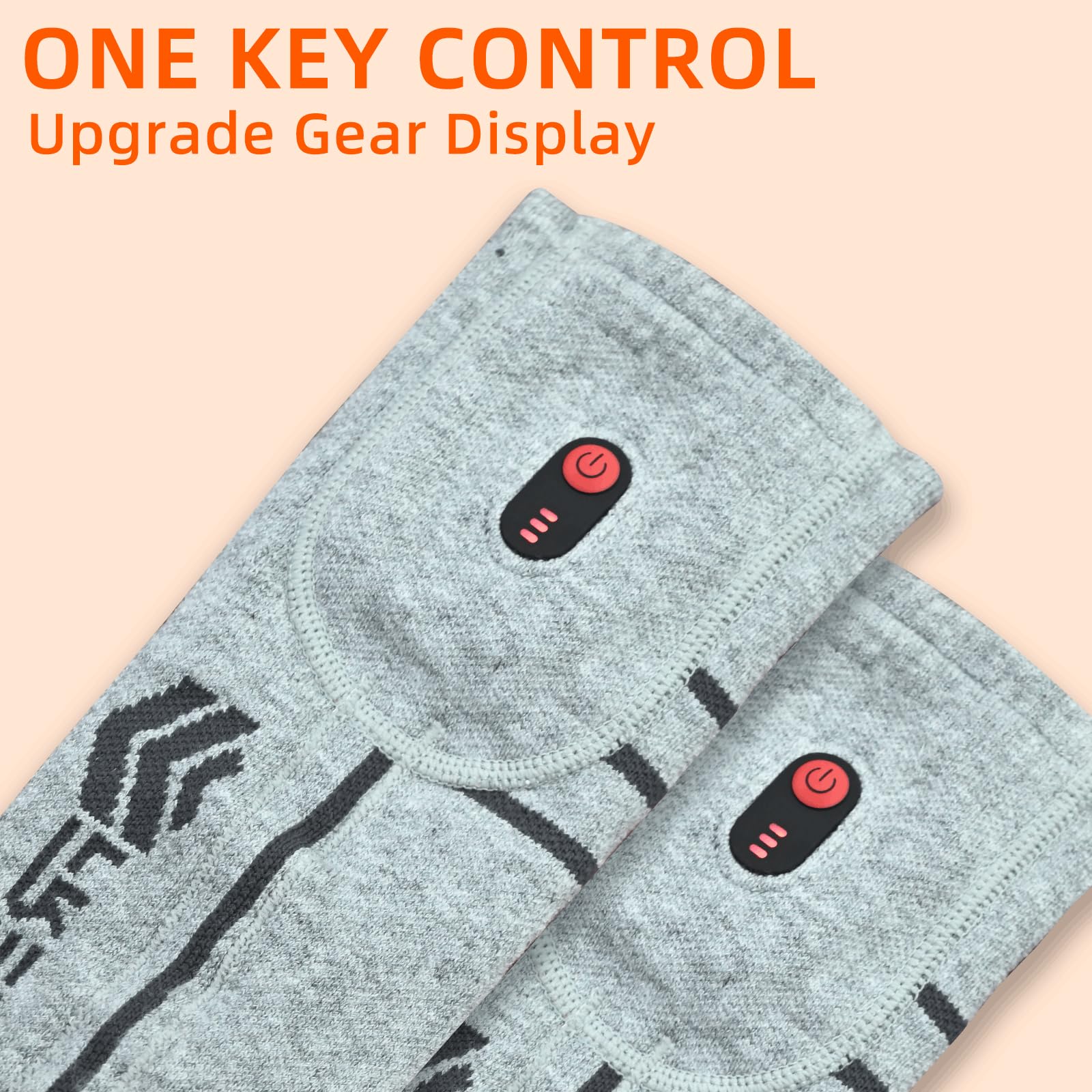 FREEHILL Merinowolle beheizte Socken für Männer Frauen, One-Click Control wiederaufladbare kaltes Wetter Knie-hohe Socken (Grau, L)