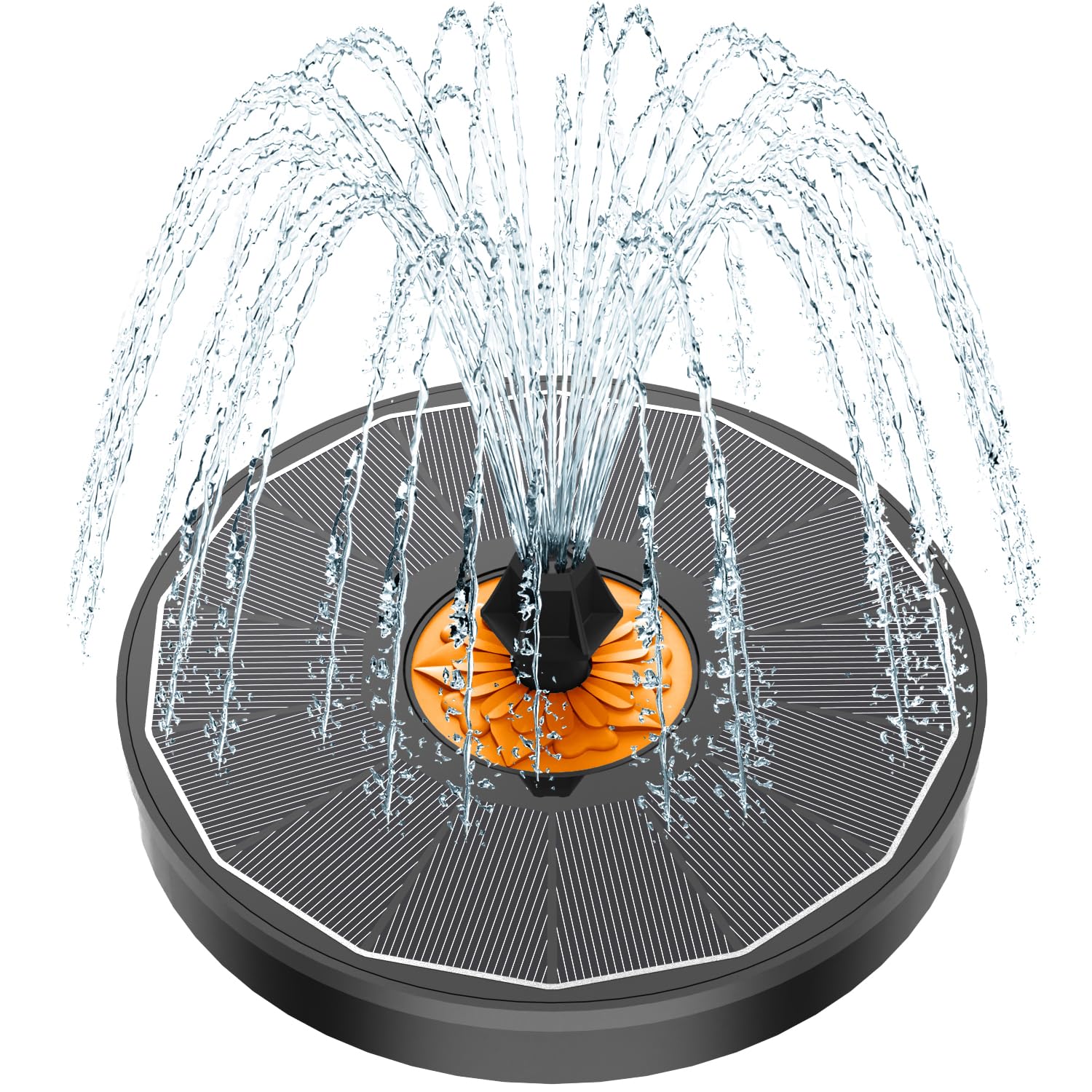Fuente Solar para Estanque, Yzert 2024 Nuevo 3.5W Vidrio Bomba de Agua Solar con 7 Boquillas & 4 Fijadores Fuente para Estanque para Jardín, Exterior, Baño de Pájaros, Recipiente para Peces (Negro)