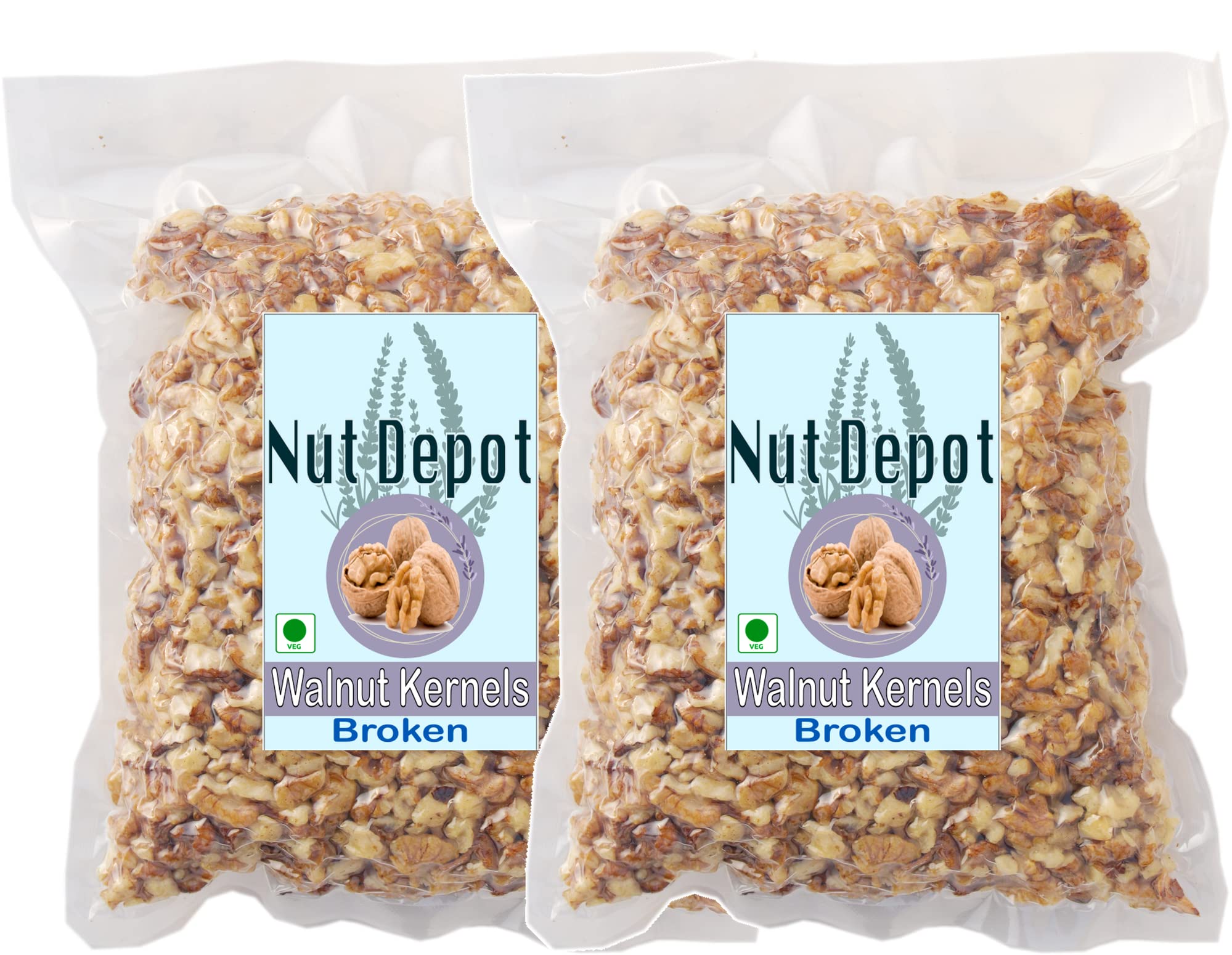 Nut Depot Walnut Kernels Broken 1 Kg (500x2) Vacuum Packed, Walnuts Without Shell, Akhrot Tukda