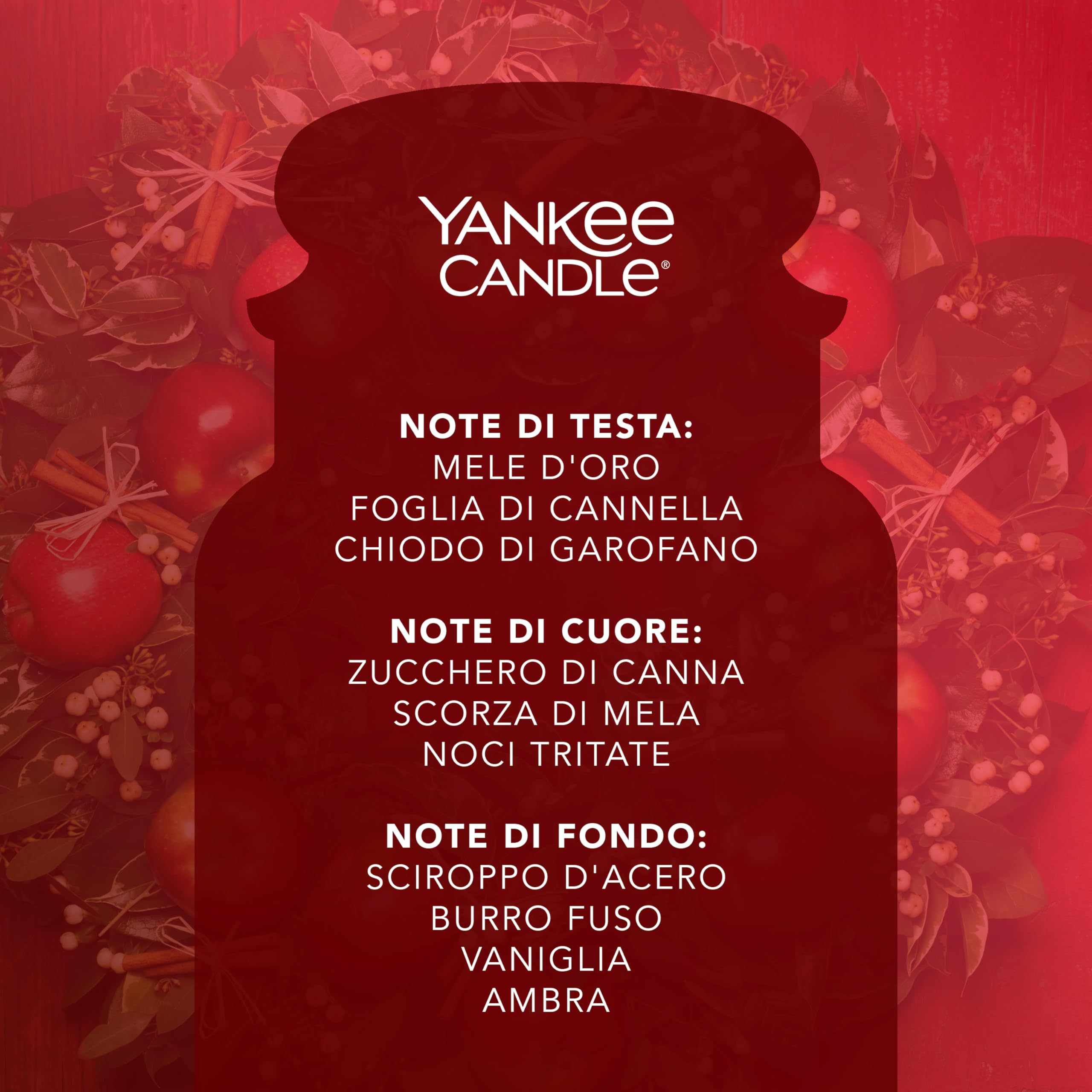 Yankee Candle Candela profumata in giara grande, Red Apple Wreath, Durata Fino a 150 Ore