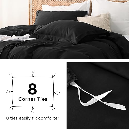 Miniatura 7 de Bedsure Funda de edredón tamaño individualindividual XL para niños, poliéster y rayón derivados del bambú, funda de edredón negra refrescante